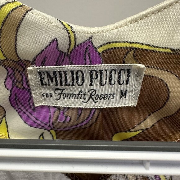 Emilio Pucci Formfit Rogers Vtg 60s Slip & Robe Set Size S/M Mod Print Sheer - Picture 8 of 16